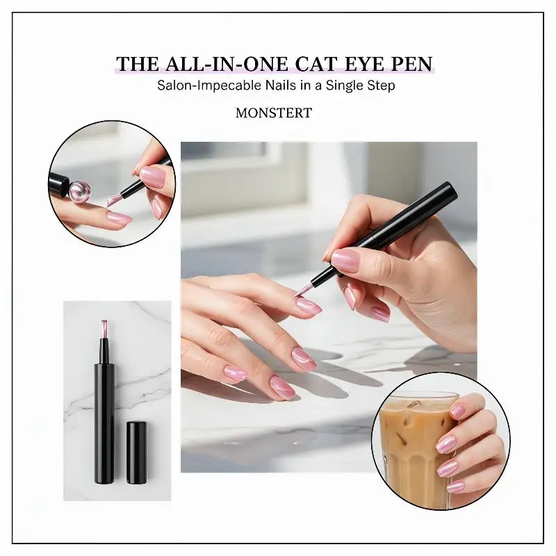 3ML One Step Cat Eye Gel Nail Polish Pen Six-In-One Gel High Saturation Long-Lasting Salon And Home Use DIY Fashionable Pen
