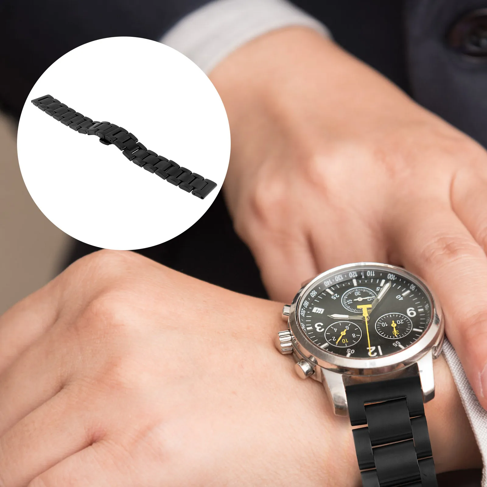 

Stainless Steel Watch Bands 18Mm Solid Metal Wristband High-End Chic Comfortable Wear Easy Install No Scratch 18Mm Watch Strap