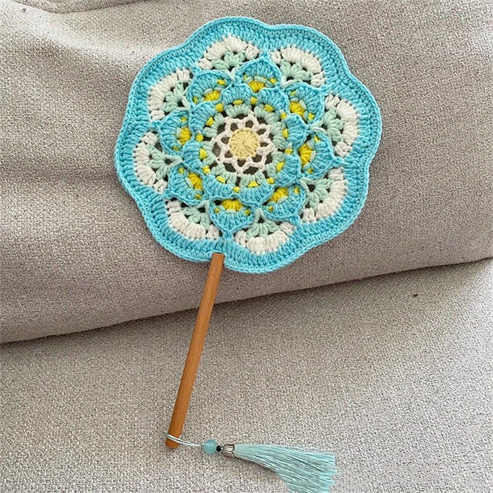 Hand-crocheted Antique Round Fan Petal-shaped Chinese Dunhuang Hanfu Dance Hand Fan Performance Prop Wedding Party Gift Bestie - Image 5
