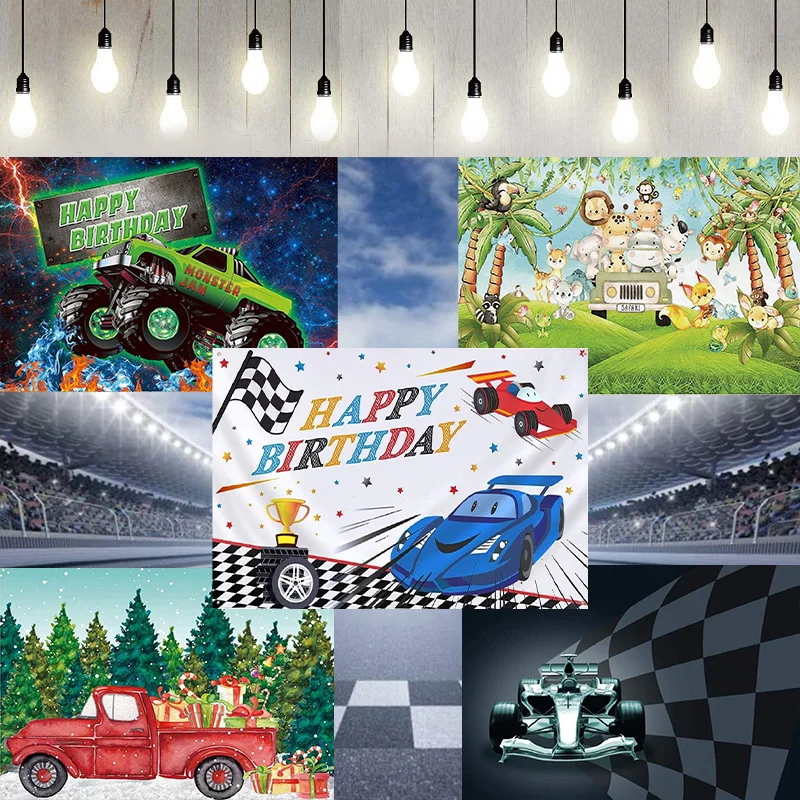 Photography Backdrop Station Vintage Car Bithday Party Route 66 Gas Background Photo Banner Poster Decoration Party Baby Showe