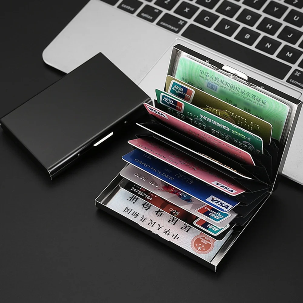 RFID Blocking Card Holder for Men, Metal Slim Wallet, Money Bag, Anti-scan Titular do cartão de crédito, Fino ID Case, Amigos Impressão, Masculino