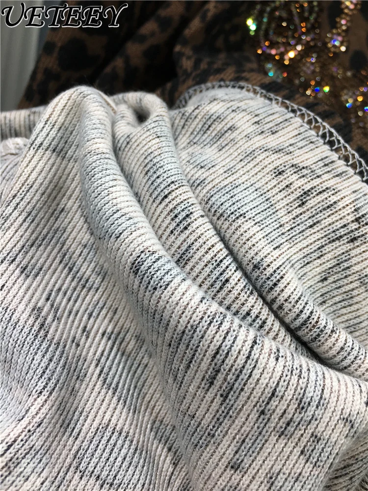 Outono inverno nova camisa de base de strass resistente para mulher meia gola alta leopardo impressão apertada manga longa camiseta