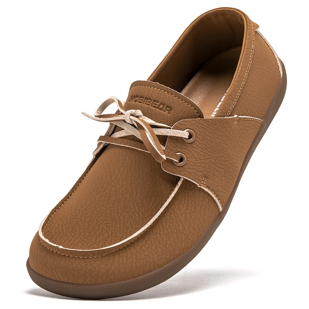 HOBIBEAR Women Wide Toe Loafers Barefoot Artificial Leather Slip on Shoes Lightweight Comfortable Flats Shoes