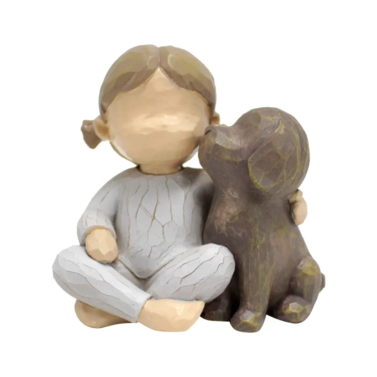 

New Woodcarving Girl and Dog Resin Home Decoration Creative Desktop Resin Display Dog Commemorative Gift