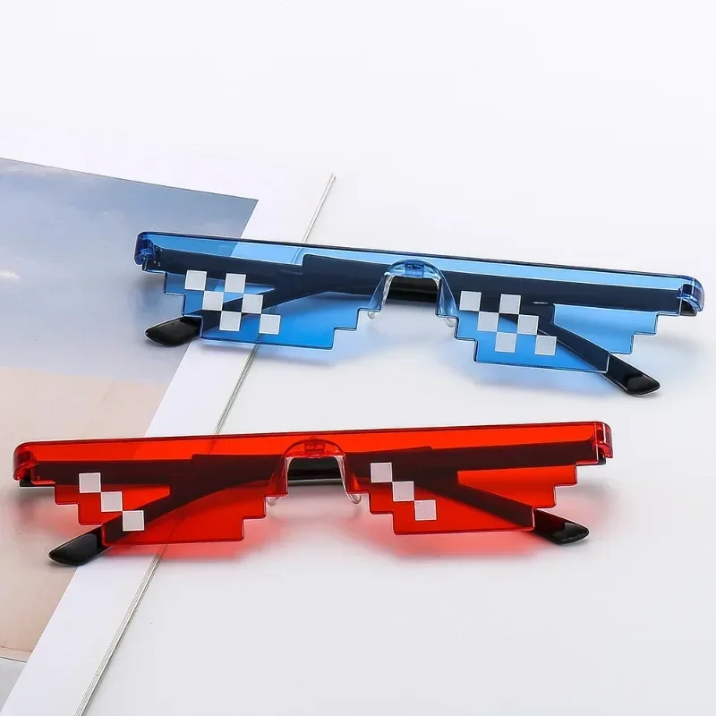 New Mosaic Glasses Two-Dimensional Sunglasses Game Cartoon Personality Pixel Sunglasses Light and Convenient Visual Clarity