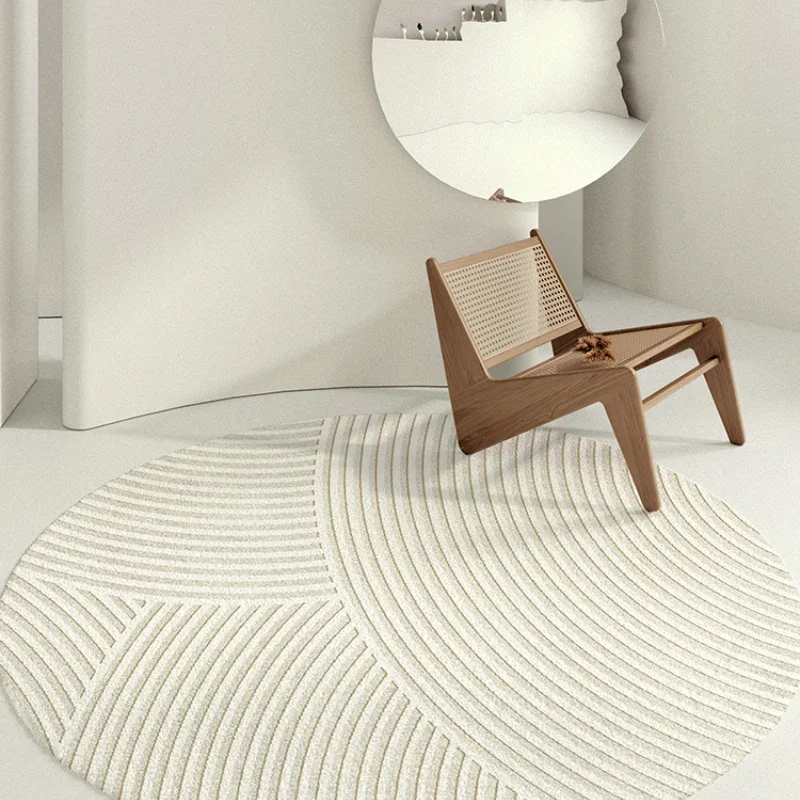 Tapis minimaliste moderne pour salon, décor de chambre rond, peluche lea Light, luxe, salon, polymères de sol, moelleux, doux, épais