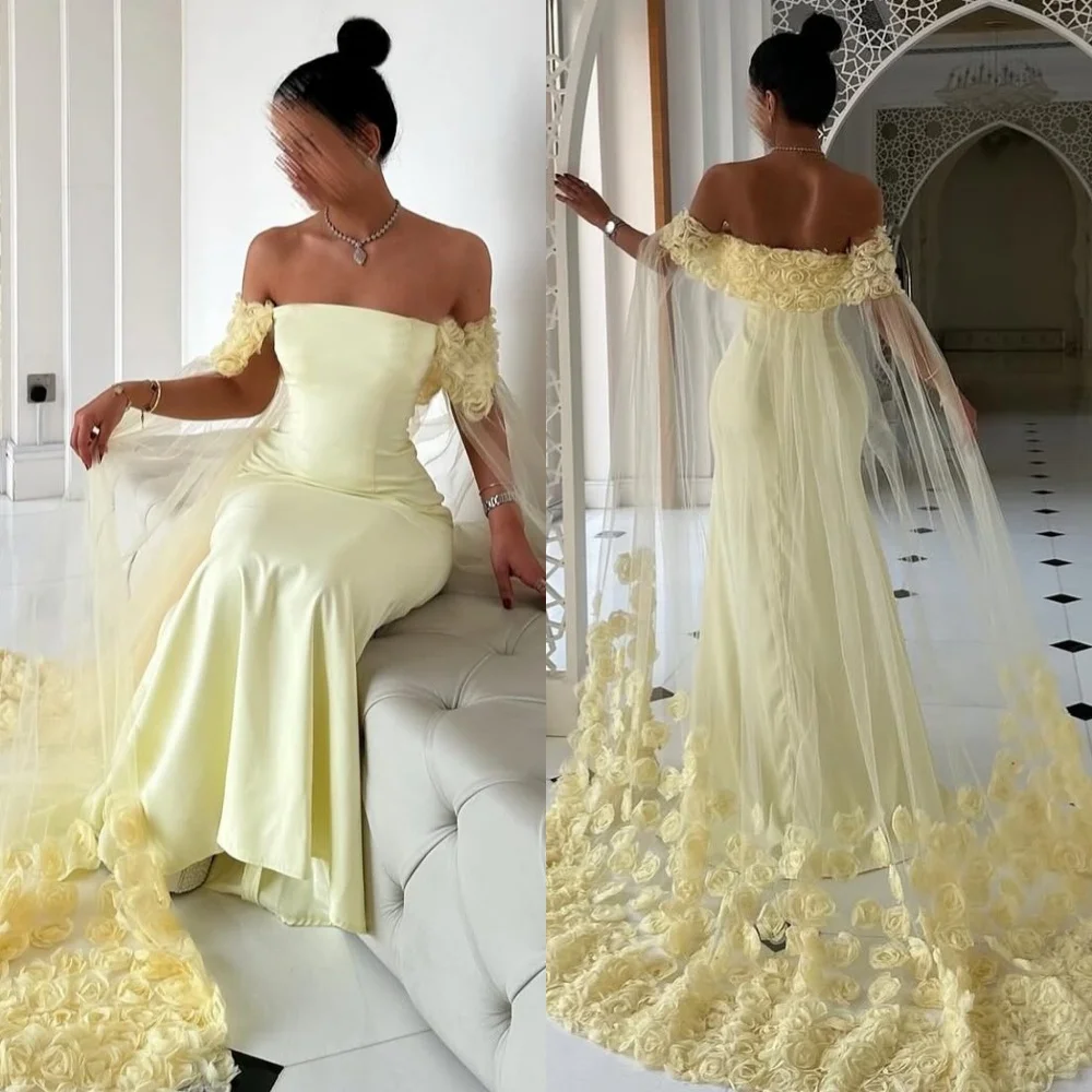 

Customized Classic Jersey Draped Handmade Flower A-line Boat Neck Long Dresses Bespoke Occasion Dresses Exquisite Elegant Retro