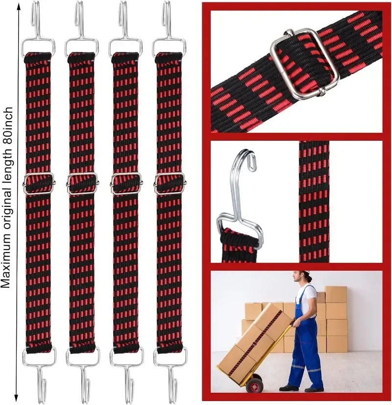 1/2 Meters Adjustable Rubber Rope Belt Hook, Heavy-duty Elastic Long Bungee Jumping Belt, Anti-rust Metal Buckle Luggage Rope