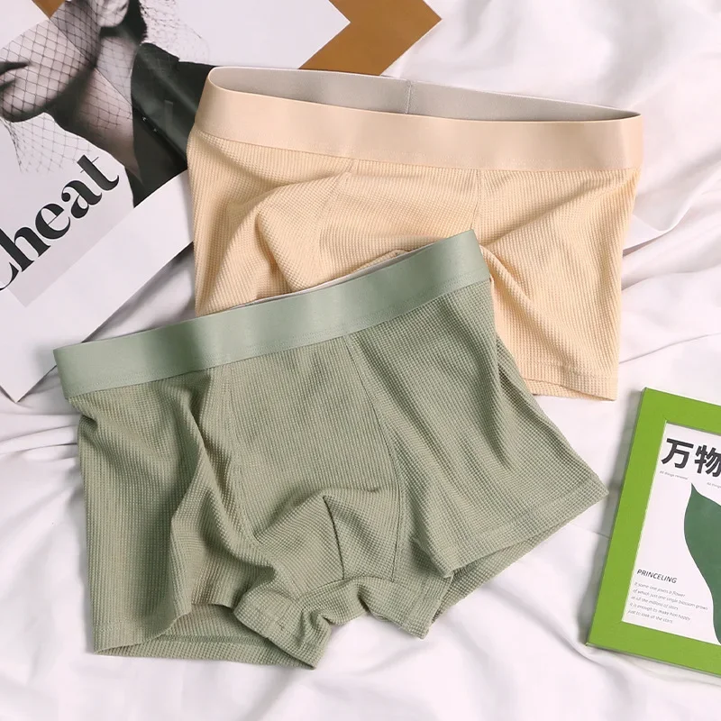 Mesh Comfortable Men\'s Underwear Modal Cotton Soft Skin Boys Short Shorts Waffle Boxers New Mens Underwear