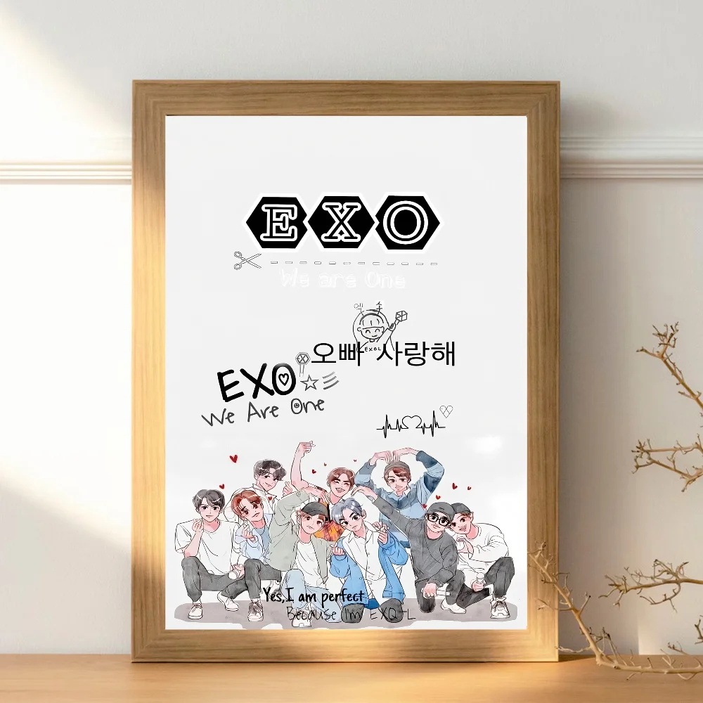 ملصقات EXO Anime ملصق ورق أبيض لاصق يمكنك صنعه بنفسك لديكور غرفة البار والمقهى Kawaii