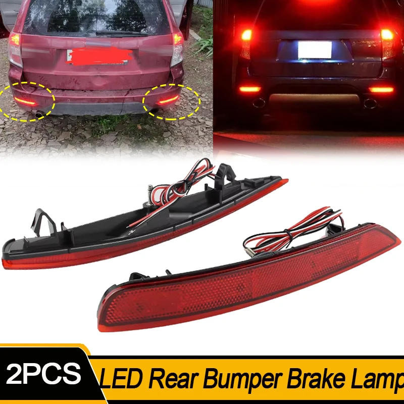 2PCS For Subaru Forester 2009-2018 SH SJ Red/Smoked Lens Car LED Rear Bumper Lights Tail Brake Warning Stop Lamps 84281SC000
