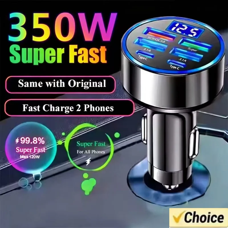 350W Car Charger USB  PD QC3.0 USB C Car Phone Charger Type C Adapter for iPhone Samsung Huawei Xiaomi Quick Charge ﻿