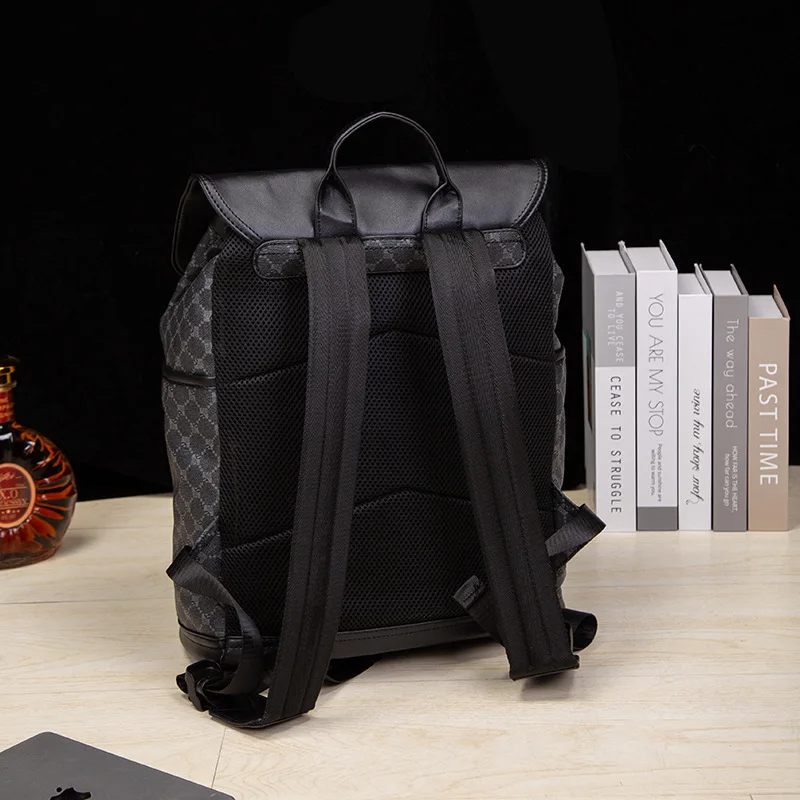 Fashion large capacity Men's backpack luxury leather travel backpack casual student school bag business man Laptop Backpack