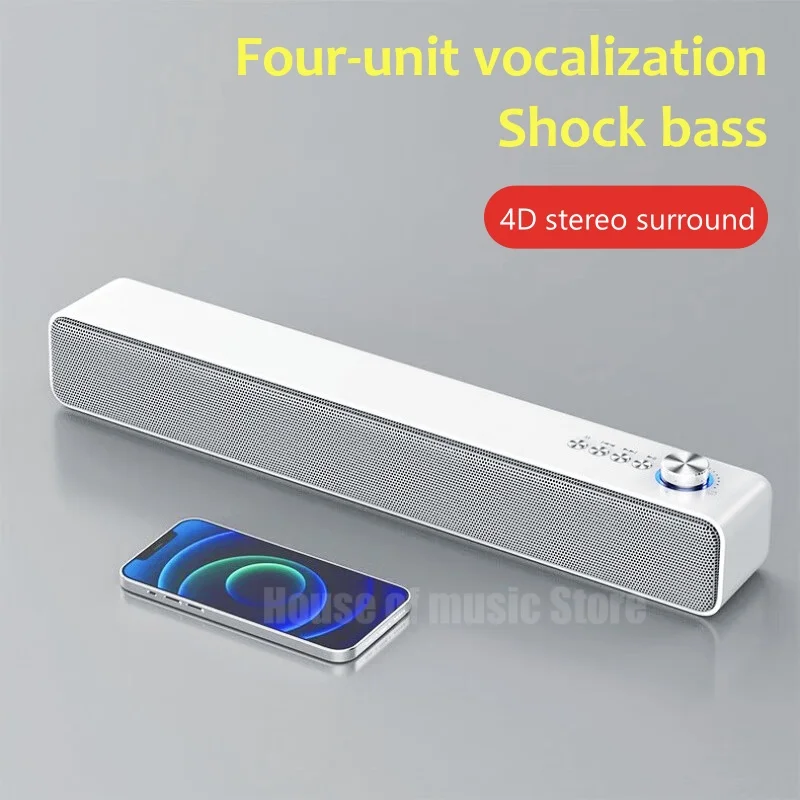 Portable Sound Bar Computer Speakers AUX Wired Wireless BlueTooth E-sports Speakers PC/TV Home Theater System 4D Stereo Surround