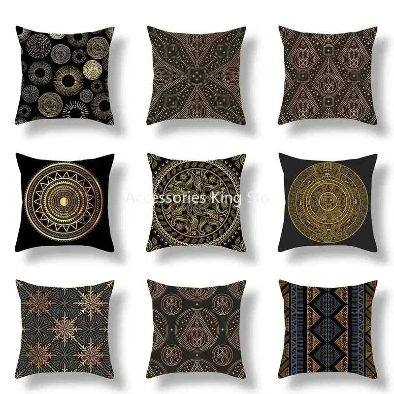 40/45/50/60cm European Style Black Gold Pattern Printed Pillow Cover Decorative Throw Pillows Sofa Cushions Home Decor