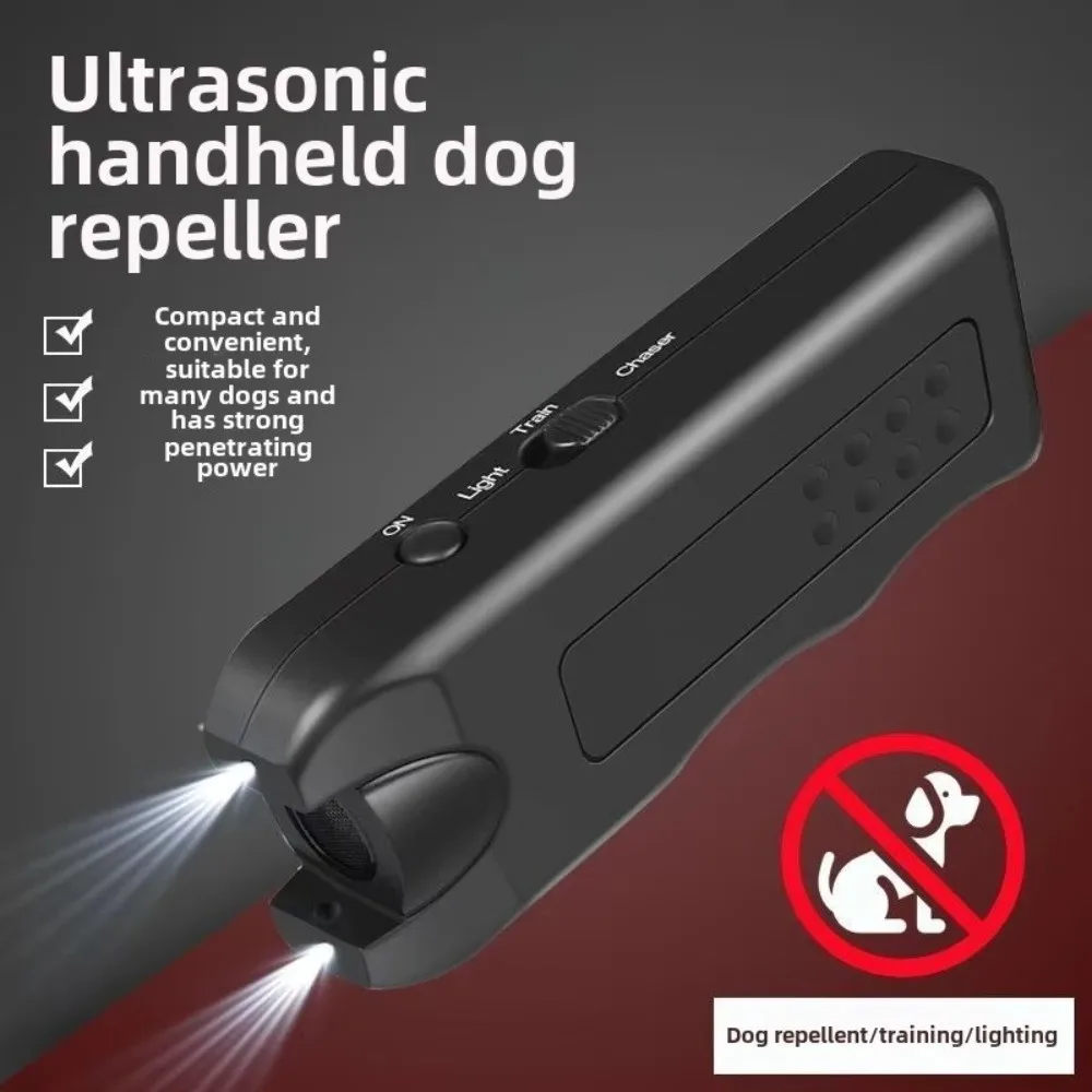 3 In 1 Ultrasonic Dog Repeller Battery Powered LED Light Anti Barking Training Device Portable Handheld Deterrent Tool