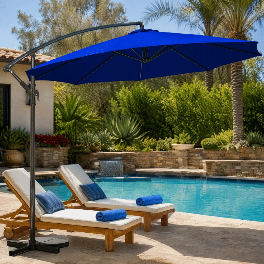 Waterproof Patio Umbrella Replacement Canopy Rainproof Sunproof Outdoor Parasol Canopy 6 Bones Center-Pole Garden Umbrella Cover
