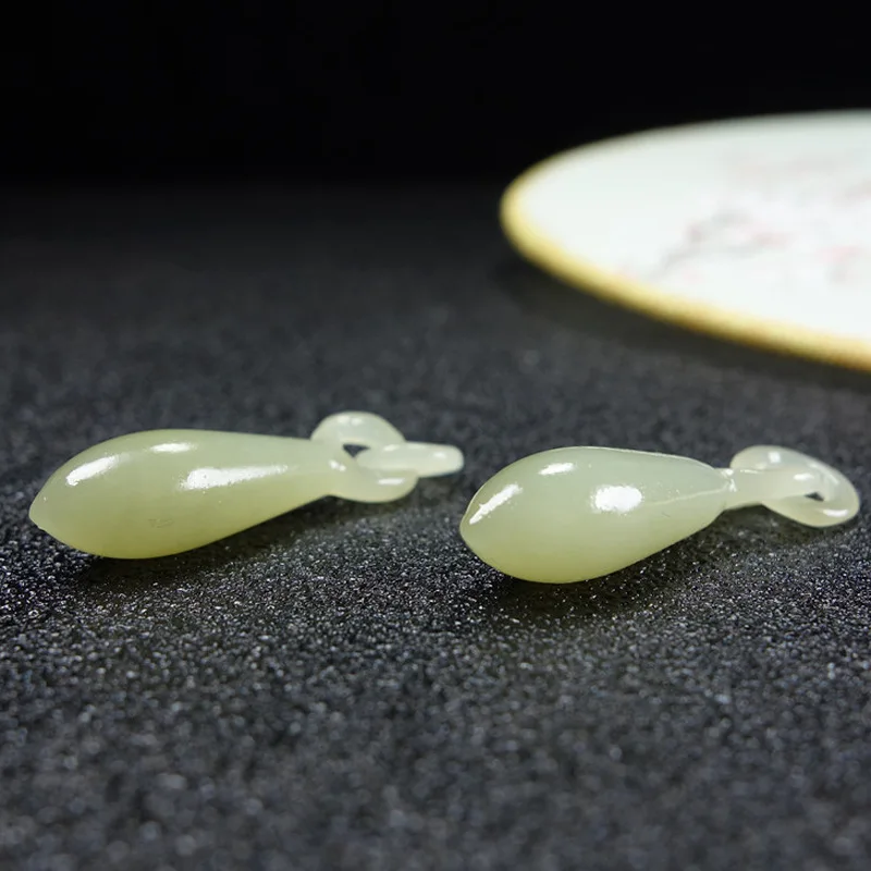 Natuurlijke Tian Handcarved Drop Shape 100% Echte Jade Ketting Hanger Earring Jade Accessoires Voor Vrouwen