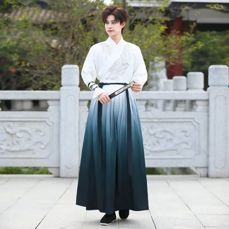 Grote Maat 5xl Chinese Hanfu Kostuum Heren Halloween Cosplay Kostuum Feest Outfit Oude Gradiënt Groene Hanfu Jurk Vrouwen 4xl