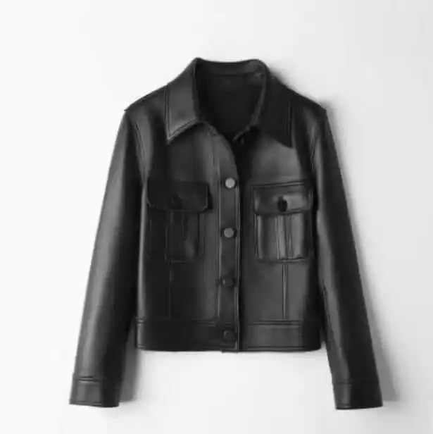   เสื้อแจ็คเก็ตหนังแฟชั่นสำหรับผู้หญิง แขนยาว สไตล์ลำลอง ทรงเข้ารูป ใส่ได้ทั้งฤดูใบไม้ผลิและฤดูใบไม้ร่วง ทรงหลวม
