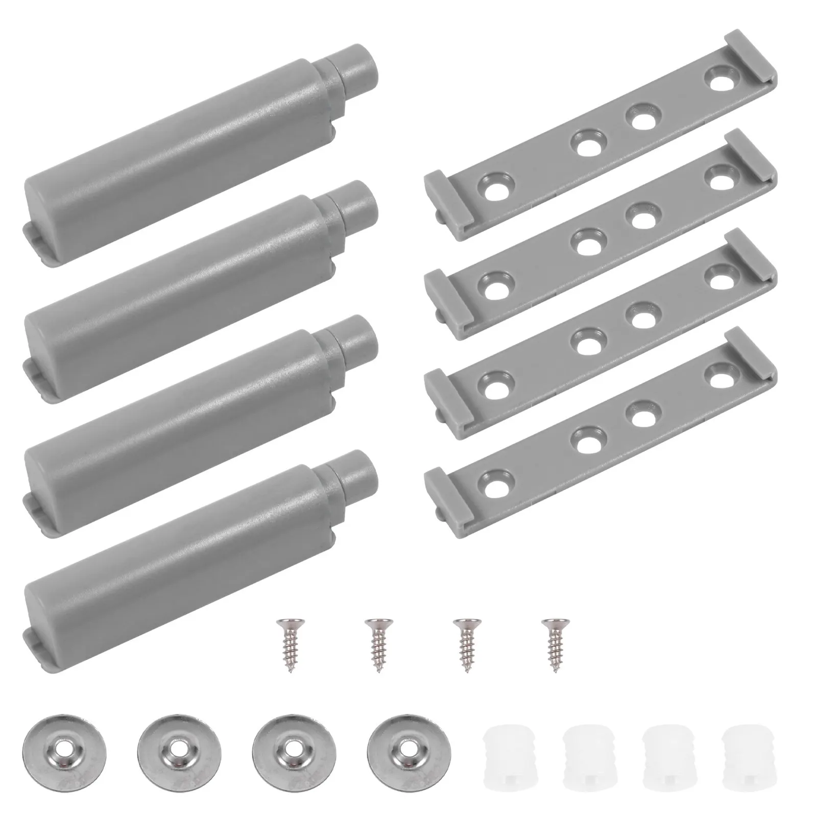 4Set Push to Open Latch Cabinet Latch Magnet Cupboard Buffer for Drawer Closet Wine Cabinet Heavy Duty ABS Material Easy Use