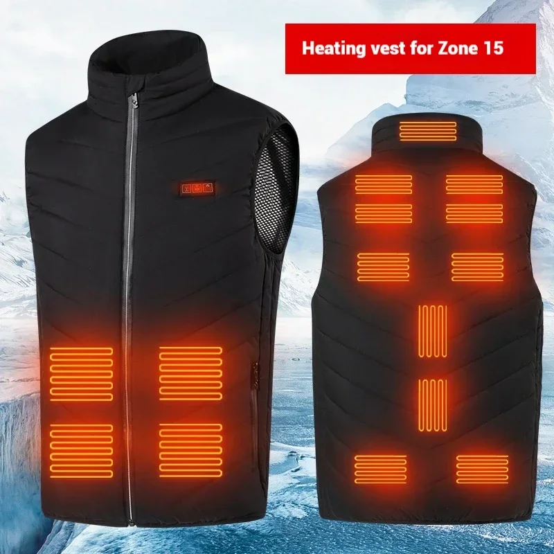 Men New Temperature Control Smart Warming Suit  Intelligent5 Zone Electric Heating Vest Winter Thermal Underwear Outdoor Sport