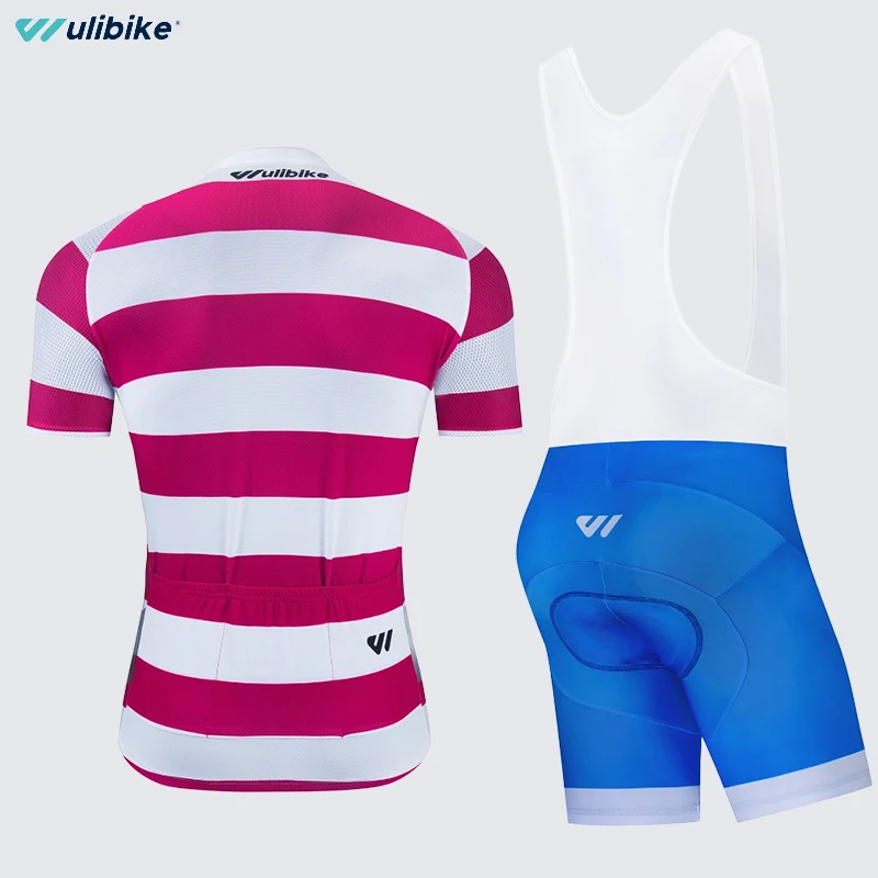 بدلة مريلة دراجة صيفية ملونة للرجال من Wulibike بأكمام قصيرة، بدلة إسفنجية مريحة عالية المرونة وقابلة للتنفس لركوب الدراجات