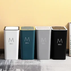 15L Nordic Toilet Trash Can Household With Lid Kitchen Classification Press-type Bathroom Living Room Rectangular Trash Can