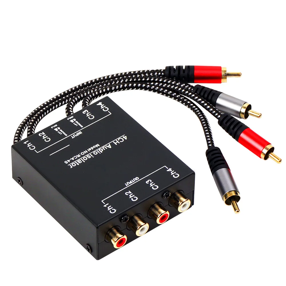 new-rca-4ch-noise-filter-audio-isolator-professional-ground-loop-isolator-4-channel-accessories
