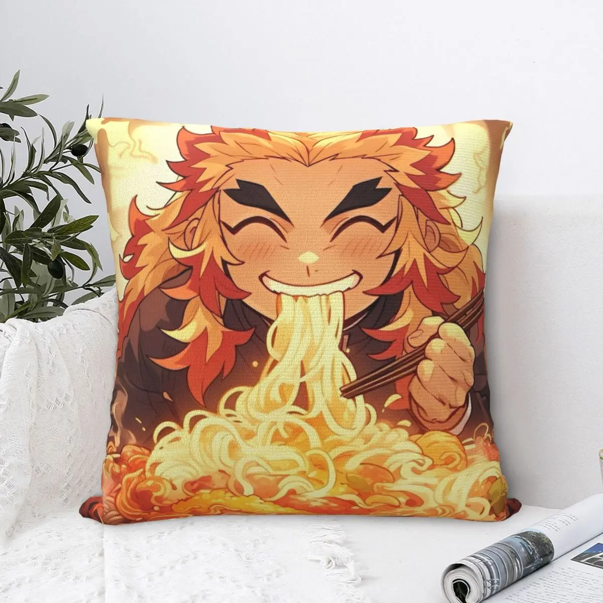 Flame Hashira Kyojuro Rengoku Throw Pillow Cover Decorative Pillow Anime Demon Slayer Custom Cushion Covers