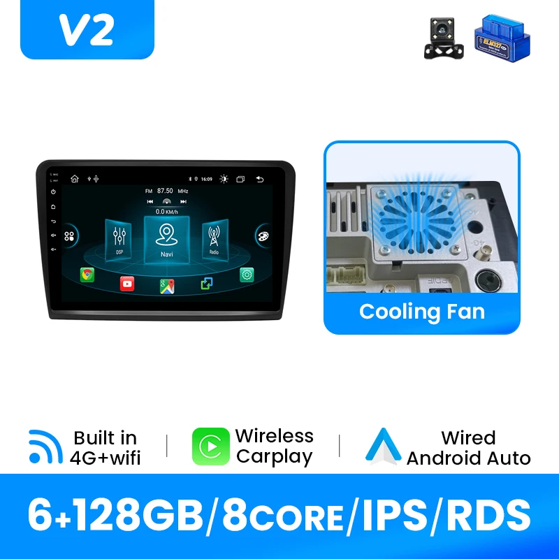 10.1inch IPS Multimedia Autoradio Speler Voor Skoda Superb 2 2008-2015 Draadloze Carplay Android 14 DSP 4G Wifi 2Din 8 + 128GB GPS