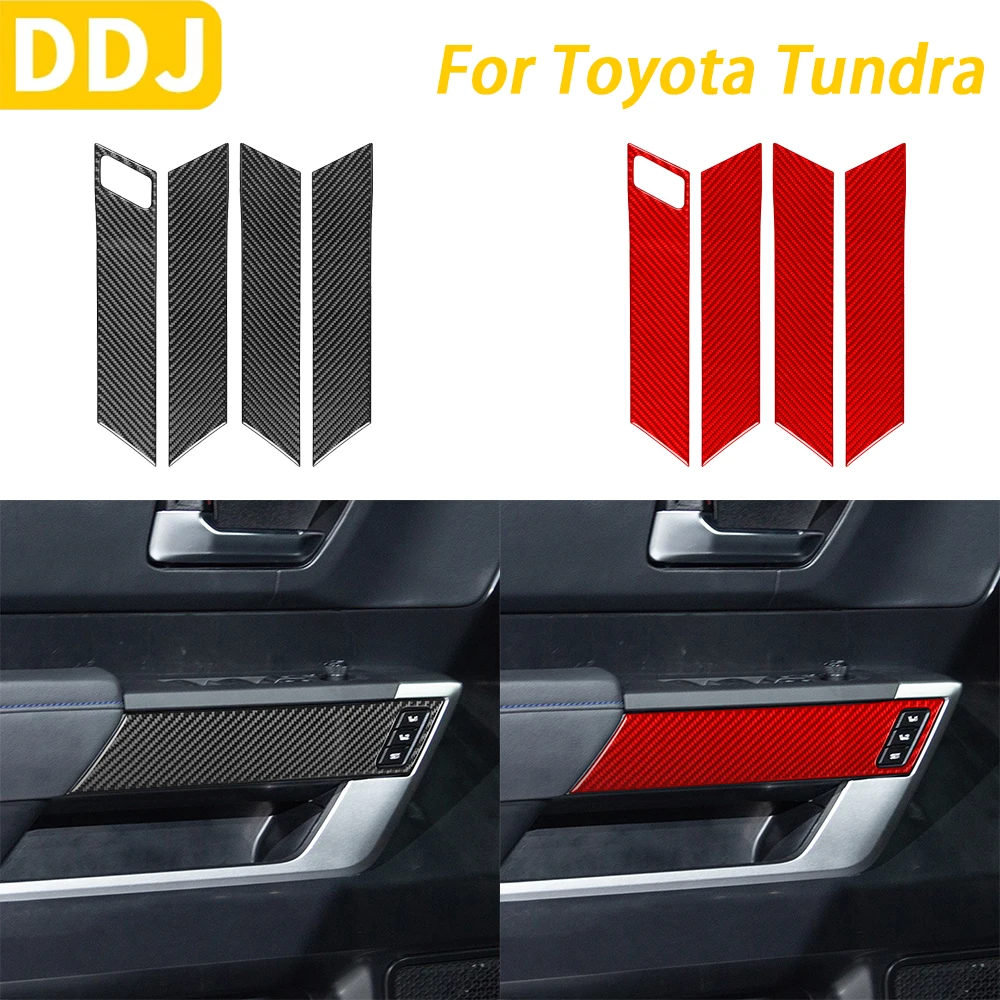 

For Toyota Tundra Sequoia 2022-2024 Car Accessories Carbon Fiber Door Seat Memory Button Panel Cover Trim Decoration Sticker