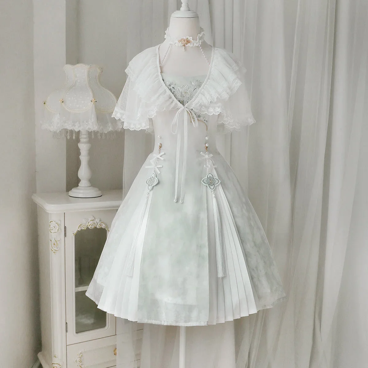 

Qinghe Chinese Style Retro Jsk Sling Dress Two Piece Set Lolita Kol Saati Fairy Dresses Kawaii Princess Dress Bloomers Lolita
