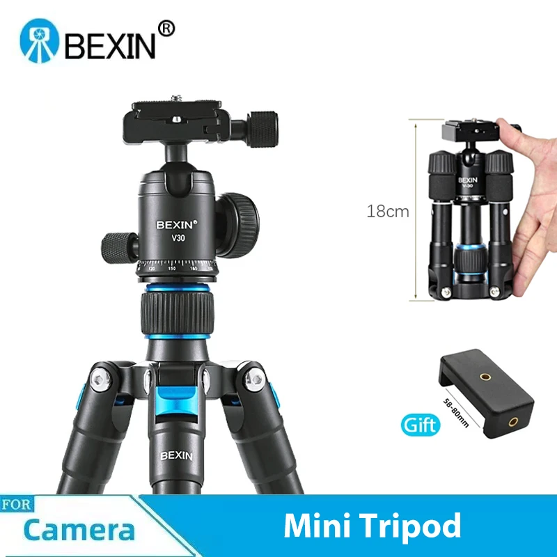 BEXIN Aluminum Alloy Tripod Camera Travel Professional Photography Tripod Ball Head Mini Tripod Holder for SLR Camera Smartphone