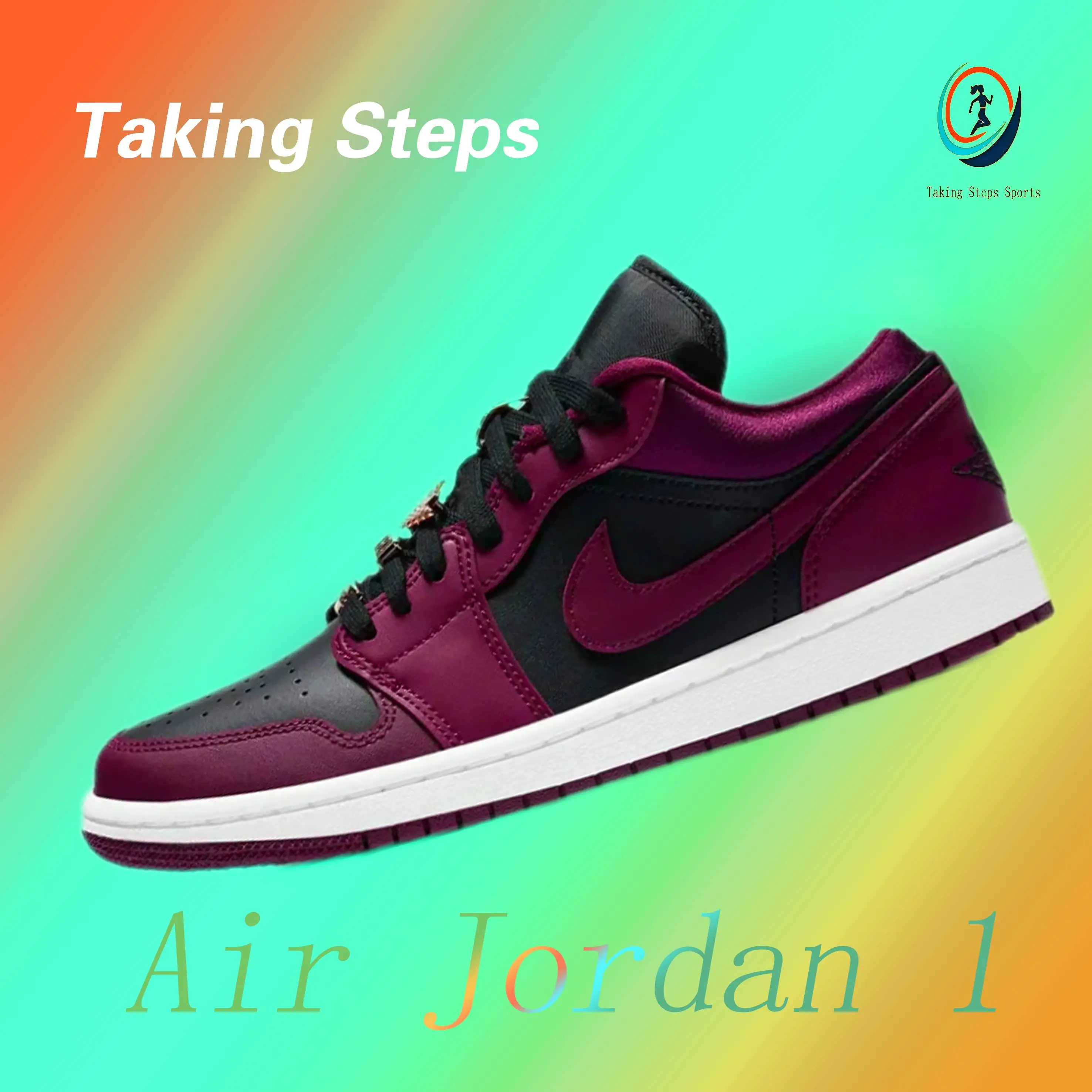 Jordan Air Jordan 1 low metal wings abrasion-resistant lightweight non-slip low-top retro board shoes black burgundy