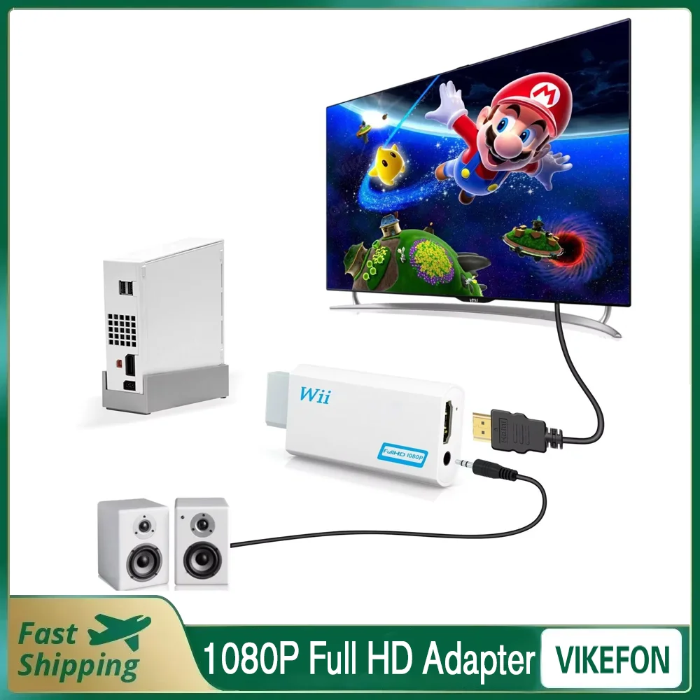 Full HD 1080P Wii to HDMI compatible Converter Adapter Wii2HDMI Converter 3.5mm Audio for PC HDTV Monitor Display