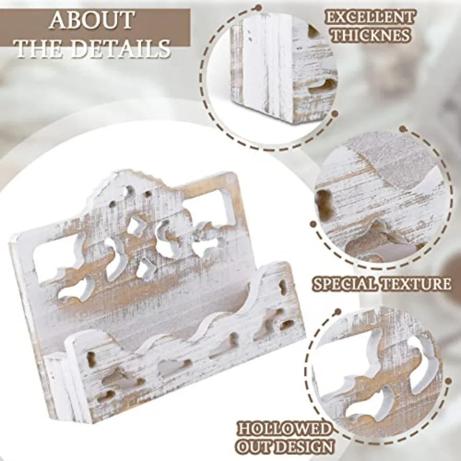 حامل بطاقة عمل عتيق عرض حامل بطاقات خشبي مفتوح منظم بطاقات الأعمال المزرعة عرض بطاقة العمل المجوفة fo #2