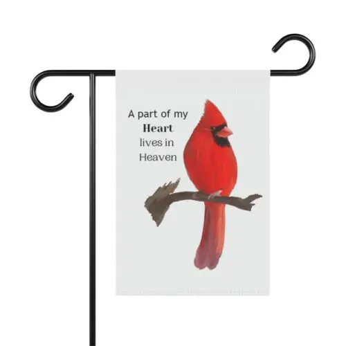 A part of my Heart lives in Heaven Red Bird no pole Garden & House Banner