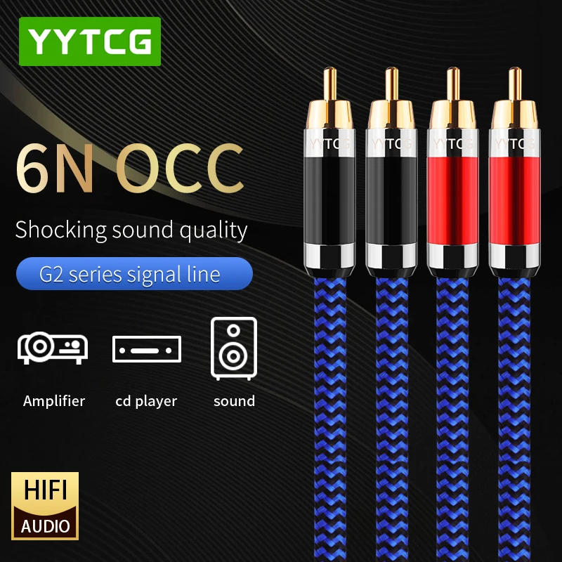 1 Pair Hi-end Audio 2 RCA Cable 6N OCC 2 RCA to 2 RCA Interconnect Cable For Connect Hifi Devices Such as CD Players Etc