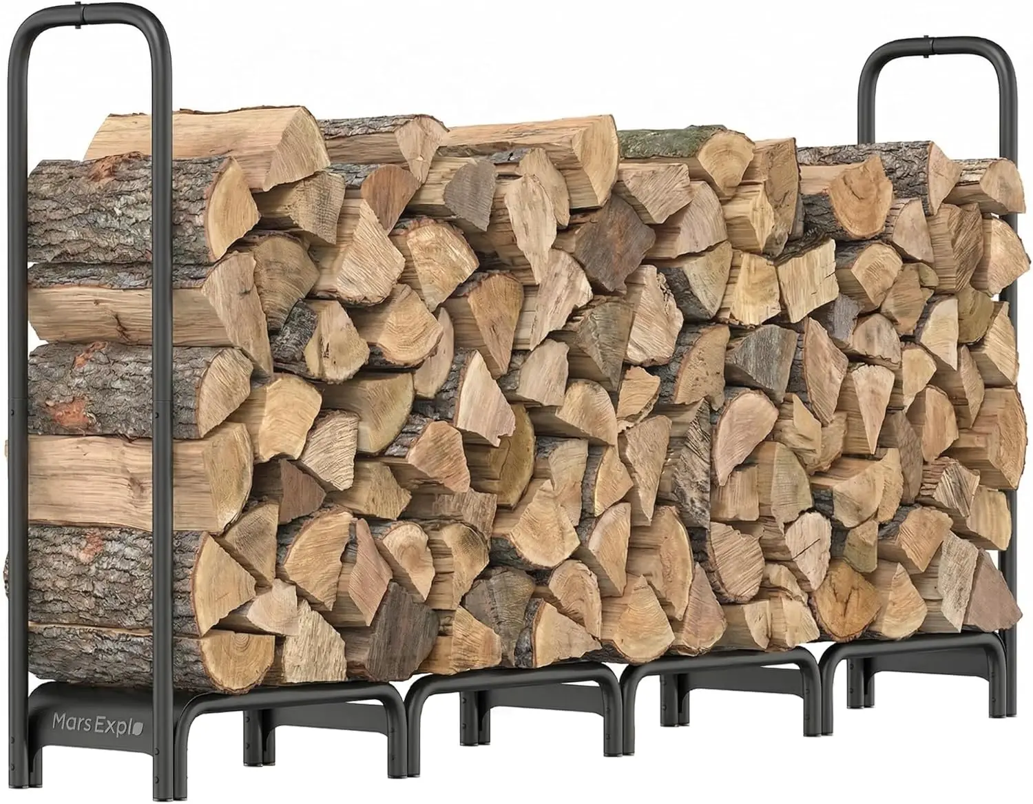 

8ft Heavy Duty Firewood Rack for Indoor Outdoor Use, Metal Log Holder Storage Stacker Organizer in Black