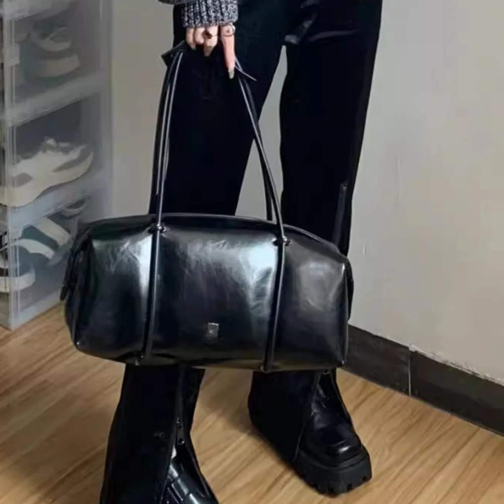 

Женская стильная сумка подмышки, большая вместительная сумка-подушка из искусственной кожи Boston, сумка на одно плечо, однотонная застежка-молния для вечеринки в отпуск