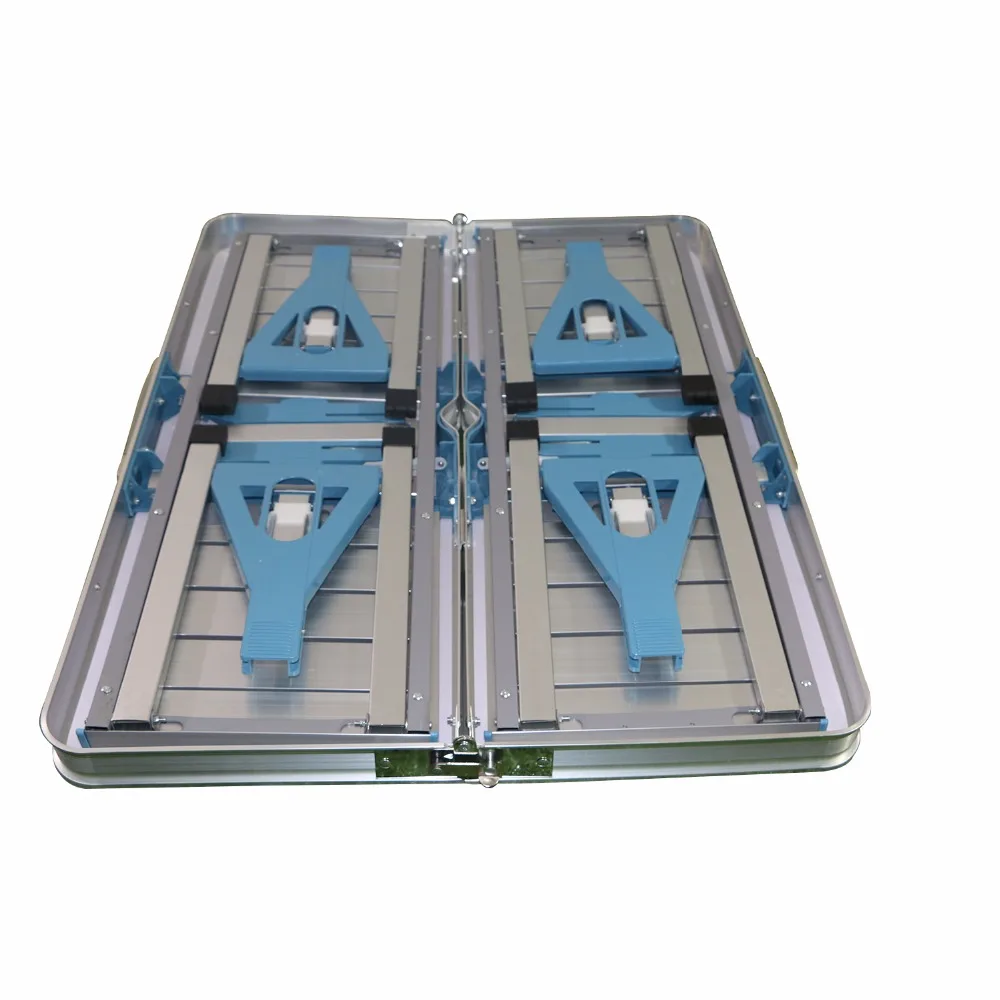 Aluminum Folding Picnic Table with 4 Seats Portable Camping Table with Bench Outdoor Suitcase Table for BBQ Picnic Hiking