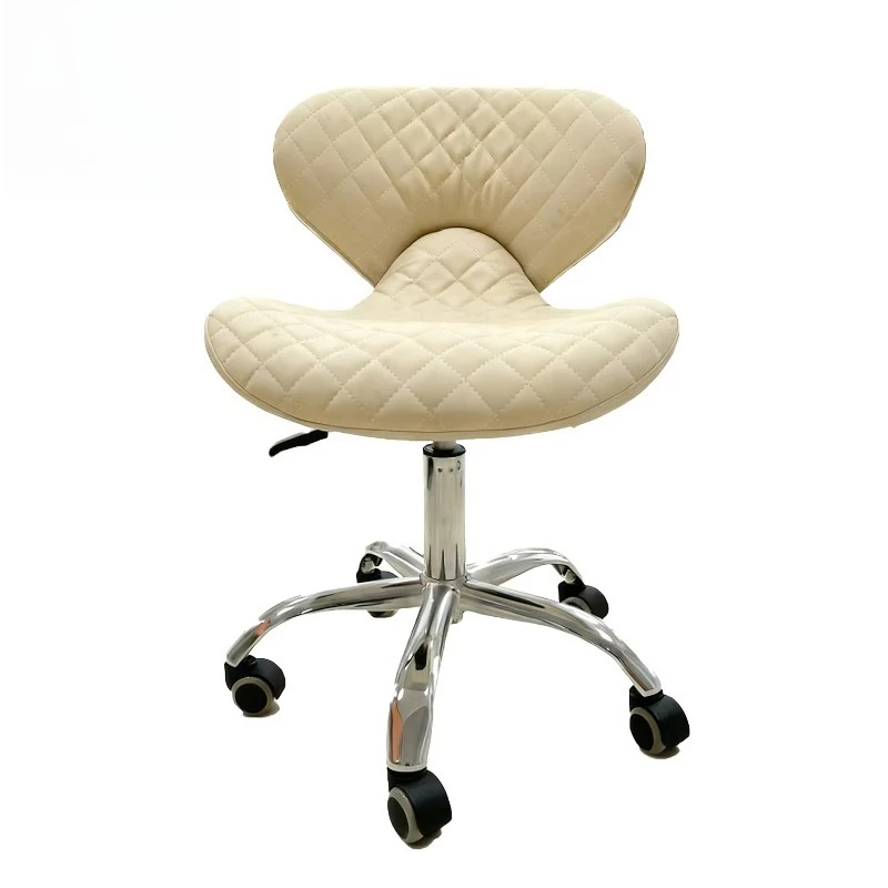 Nail Pedicure Technician Chair Glass Wheels Height Adjustable 360 Degree Swivel Spa Foot Salon Furniture Stool