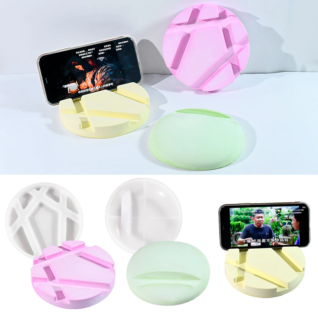 DIY 휴대폰 거치대 실리콘 몰드 크리스탈 에폭시 송진 몰드 탁상 예술 장식품, 석고 콘크리트 몰드 주조 홈 데코