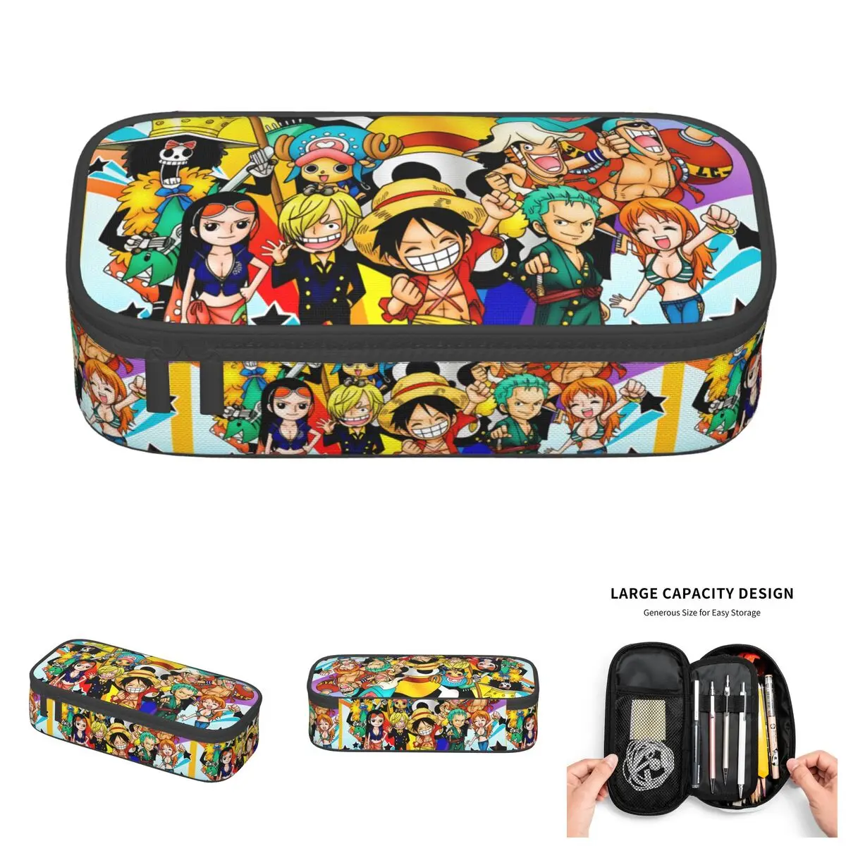 Nico Robin One Piece Sanji Luffy Nami Kawaii Federmäppchen für Jungen und Mädchen, großes Fassungsvermögen, Roronoa Zoro Brook, Federmäppchen, Schulbedarf