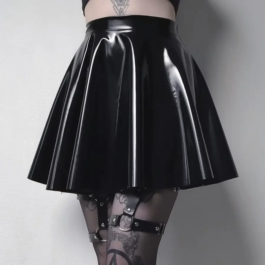 

2024 Summer Women's Bright PU Leather Pleated Skirts Goth Skirt Plus size 3XS-10XL 9XL 8XL 7XL 6XL XXXXXL