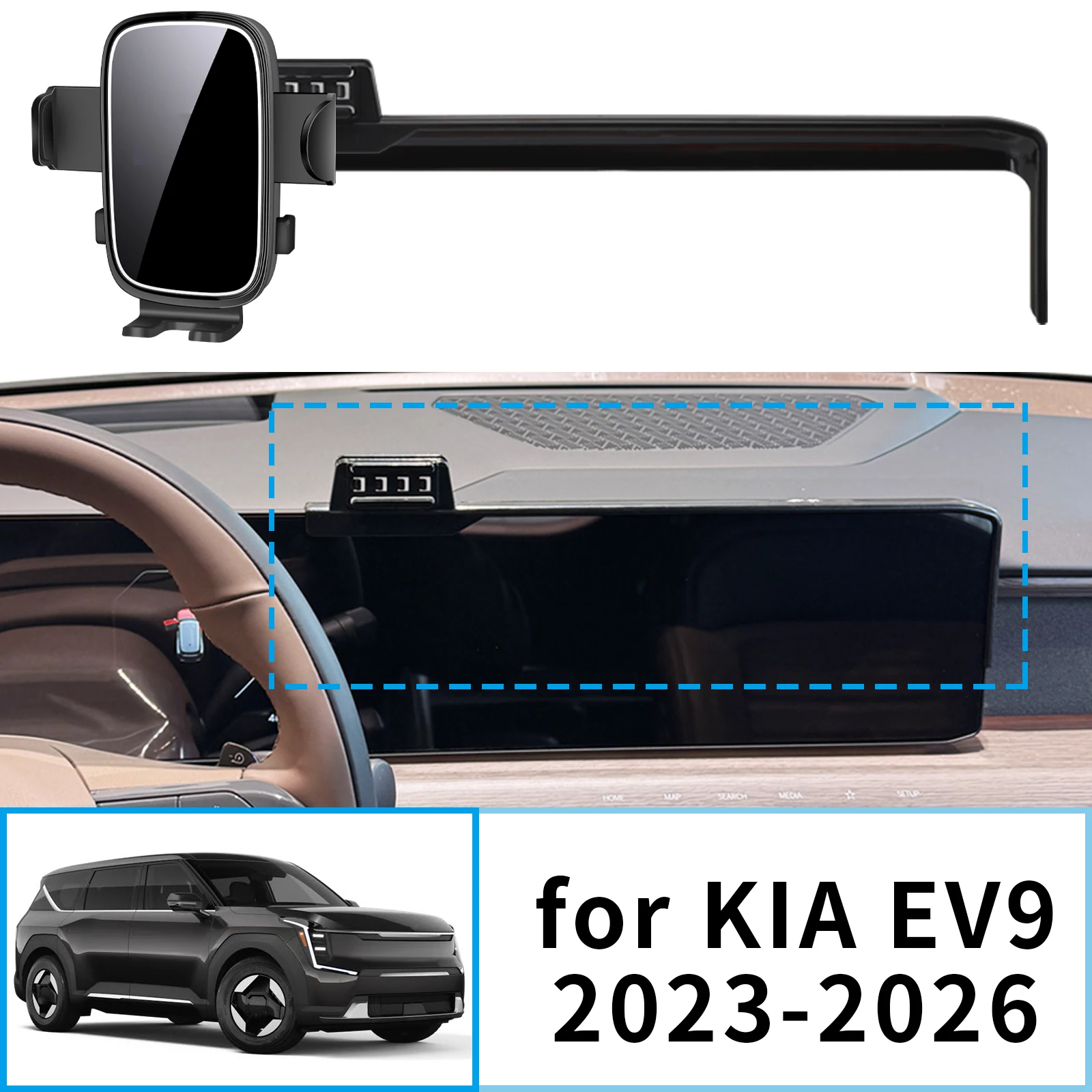 

Держатель для телефона на клипсе, стабильный, для KIA EV9 2023 2024 2025 2026 ​ ​ Крепление для экрана без вибрации ​ Автомобильные аксессуары