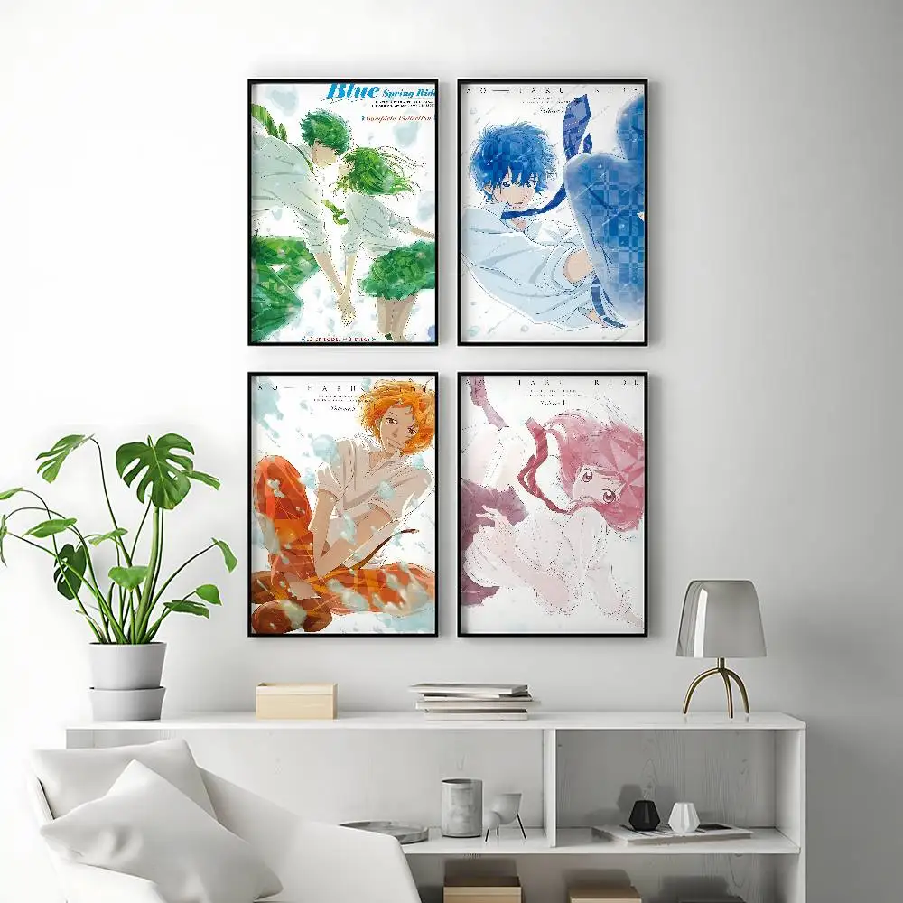 Romantic Anime Blue Spring Ride Posters Premium Self-Adhesive No Residue Wall Sticker for Home Office Bar Decor