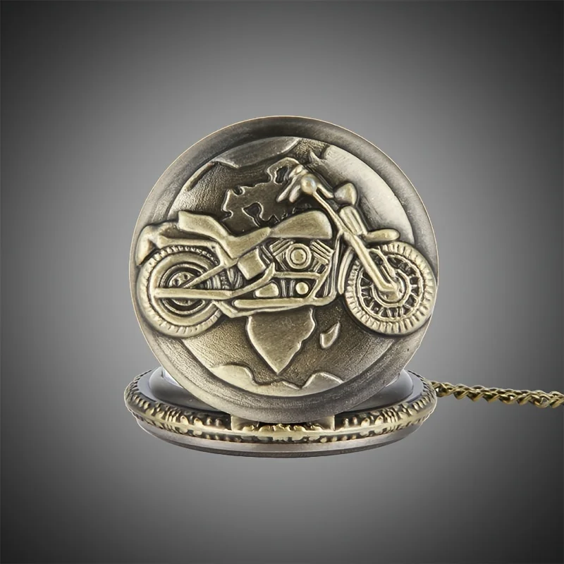 Retro Motorcycle Pocket Watch Antique Punk Style Motorcycle Quartz Pocket Watch