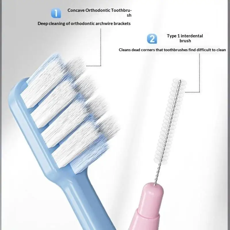 4 Stück Reinigungs-Zahnbürsten für Erwachsene, Interdentalbürsten mit weichen Borsten, konkav geformter kleiner Bürstenkopf für die Mundgesundheit – Detail 5